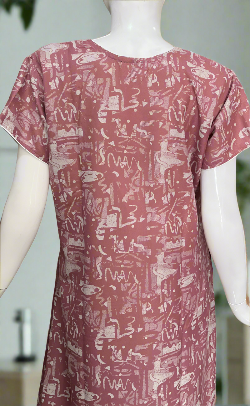 Pink Embroidery Spun Nighty. Flowy Spun Fabric | Laces and Frills