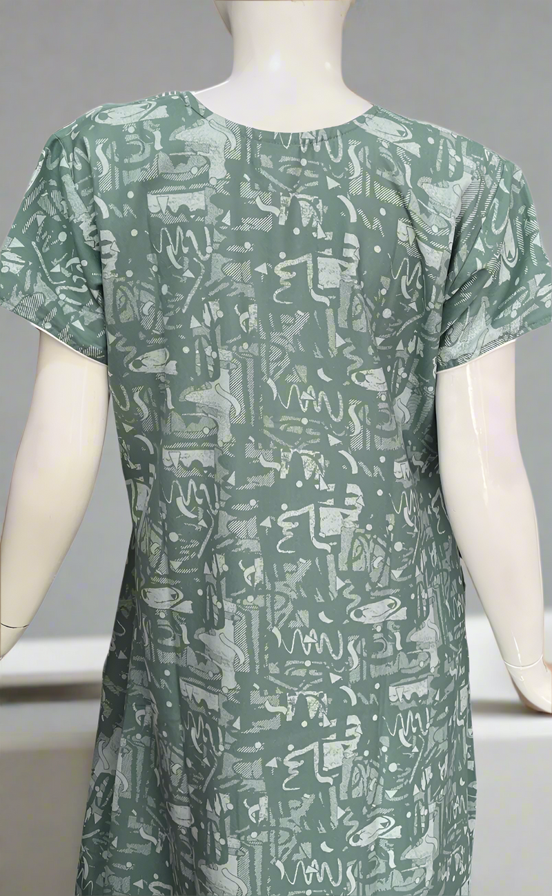 Pista Green Embroidery Spun Nighty. Flowy Spun Fabric | Laces and Frills