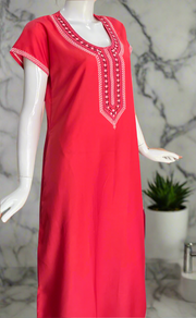 Peach Embroidery Spun Nighty. Flowy Spun Fabric | Laces and Frills