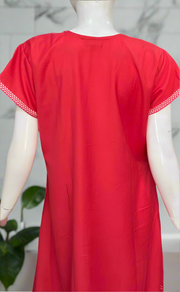 Peach Embroidery Spun Nighty. Flowy Spun Fabric | Laces and Frills