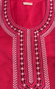 Peach Embroidery Spun Nighty. Flowy Spun Fabric | Laces and Frills