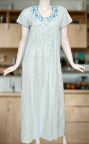 Light Blue Garden Boutique Cotton Nighty . Pure Durable Cotton | Laces and Frills