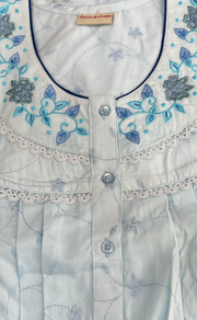 Light Blue Garden Boutique Cotton Nighty . Pure Durable Cotton | Laces and Frills