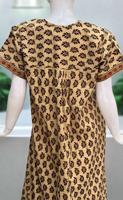 Cream/Maroon Leafy Full Open Pure Cotton Nighty. Pure Cotton | Laces and Frills