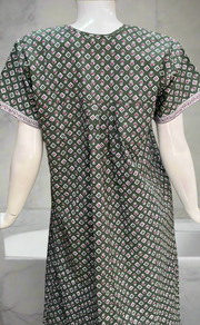 Light Green Tiny Floral Full Open Pure Cotton Nighty. Pure Cotton | Laces and Frills