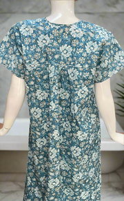 Light Blue Garden Full Open Pure Cotton Nighty. Pure Cotton | Laces and Frills