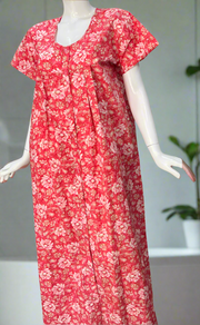 Candy Pink Garden Full Open Pure Cotton Nighty. Pure Cotton | Laces and Frills