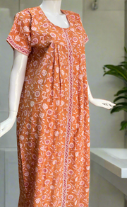 Yellow Garden Full Open Pure Cotton Nighty. Pure Cotton | Laces and Frills