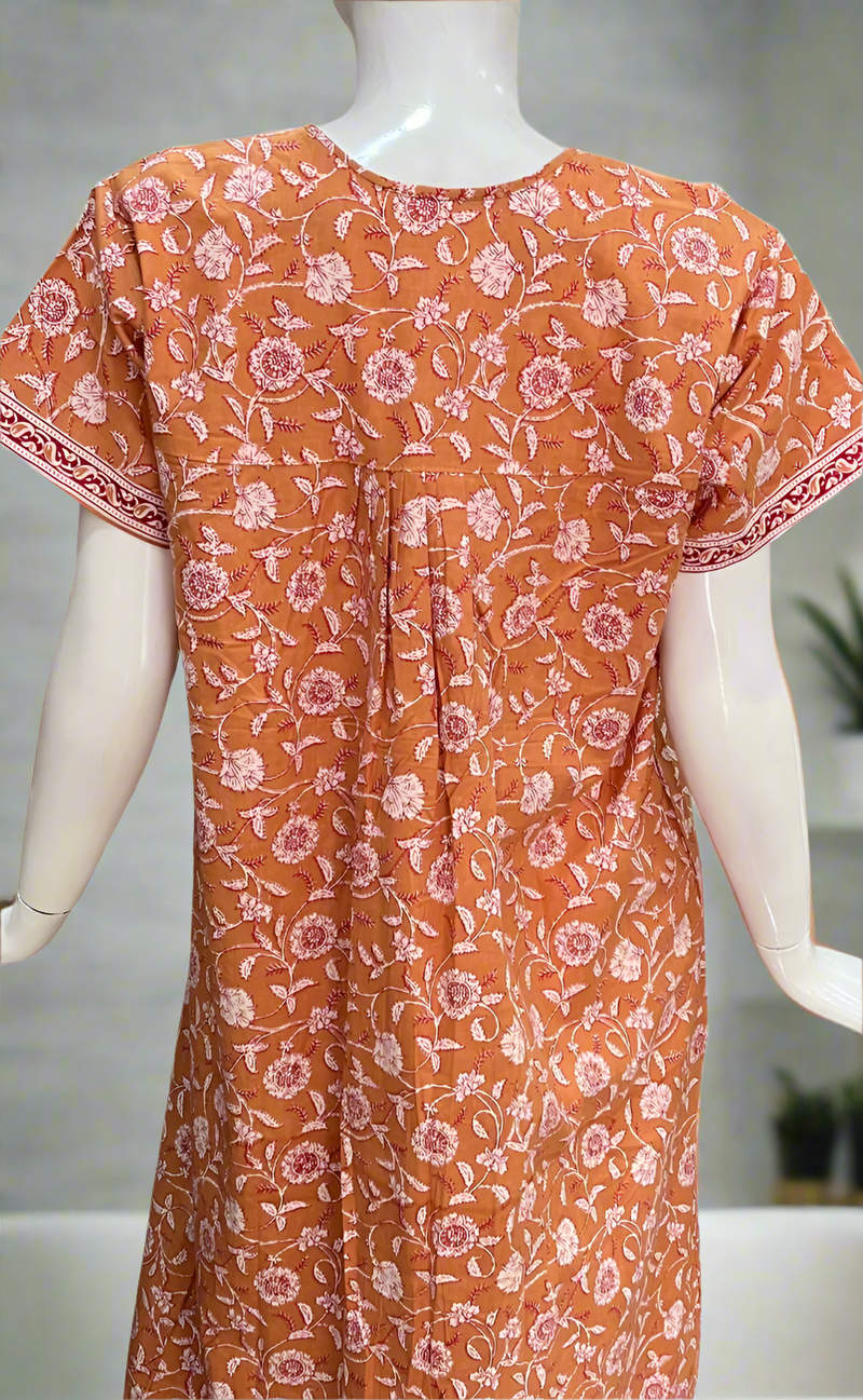 Yellow Garden Full Open Pure Cotton Nighty. Pure Cotton | Laces and Frills