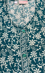Sea Green Garden Full Open Pure Cotton Nighty. Pure Cotton | Laces and Frills