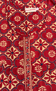 Red Floral Full Open Pure Cotton Nighty. Pure Cotton | Laces and Frills