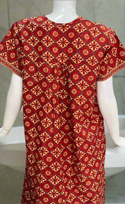 Red Floral Full Open Pure Cotton Nighty. Pure Cotton | Laces and Frills
