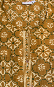 Mustard Floral Full Open Pure Cotton Nighty. Pure Cotton | Laces and Frills