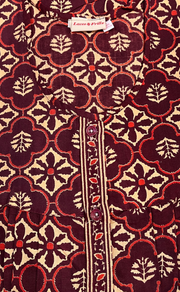 Maroon Floral Full Open Pure Cotton Nighty. Pure Cotton | Laces and Frills