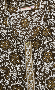 Mehndi Green  Floral Full Open Pure Cotton Nighty. Pure Cotton | Laces and Frills