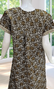 Mehndi Green  Floral Full Open Pure Cotton Nighty. Pure Cotton | Laces and Frills