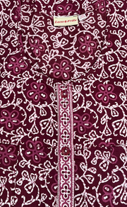 Maroon Floral Full Open Pure Cotton Nighty. Pure Cotton | Laces and Frills