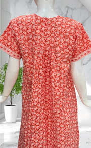 Peach Paisley Print Full Open Pure Cotton Nighty. Pure Cotton | Laces and Frills