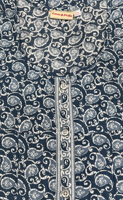Grey Paisley Print Full Open Pure Cotton Nighty. Pure Cotton | Laces and Frills