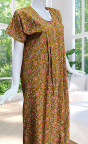 Mustard Garden Full Open Pure Cotton Nighty. Pure Cotton | Laces and Frills