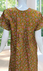 Mustard Garden Full Open Pure Cotton Nighty. Pure Cotton | Laces and Frills