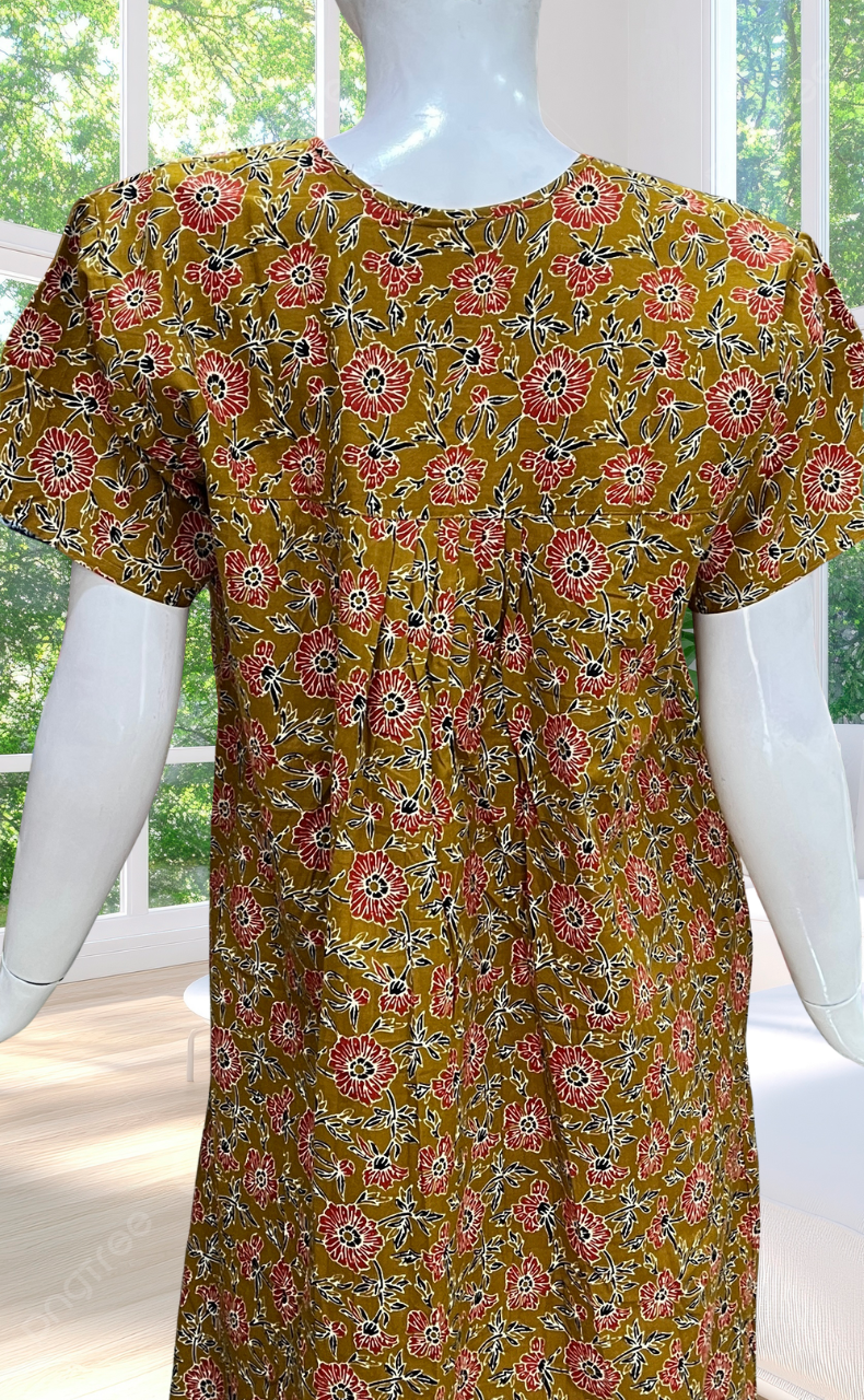 Mustard Garden Full Open Pure Cotton Nighty. Pure Cotton | Laces and Frills