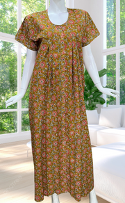 Mustard Garden Full Open Pure Cotton Nighty. Pure Cotton | Laces and Frills - Laces and Frills