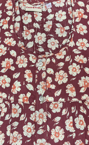 Onion Pink Flora Full Open Pure Cotton Nighty. Pure Cotton | Laces and Frills