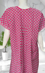Pink Leafy Full Open Pure Cotton Nighty. Pure Cotton | Laces and Frills