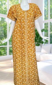 Yellow Garden Full Open Pure Cotton Nighty. Pure Cotton | Laces and Frills