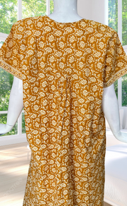 Yellow Garden Full Open Pure Cotton Nighty. Pure Cotton | Laces and Frills
