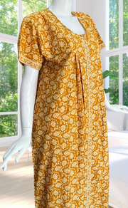 Yellow Garden Full Open Pure Cotton Nighty. Pure Cotton | Laces and Frills