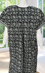 Black Garden Full Open Pure Cotton Nighty. Pure Cotton | Laces and Frills