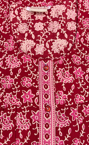 Red Garden Full Open Pure Cotton Nighty. Pure Cotton | Laces and Frills