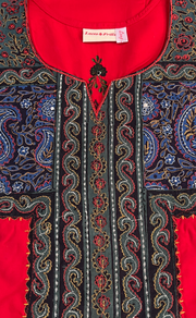 Red Bhopali Embroidery Soft Cotton Nighty. Soft Breathable Fabric | Laces and Frills - Laces and Frills