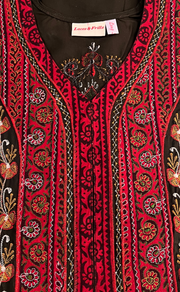 Olive Green Bhopali Embroidery Soft Cotton Nighty. Soft Breathable Fabric | Laces and Frills - Laces and Frills