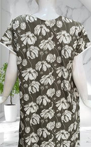 Brown Floral Soft Cotton Nighty. Soft Breathable Fabric | Laces and Frills - Laces and Frills