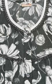 Pista Green Floral Soft Cotton Nighty. Soft Breathable Fabric | Laces and Frills - Laces and Frills