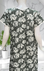 Pista Green Floral Soft Cotton Nighty. Soft Breathable Fabric | Laces and Frills - Laces and Frills