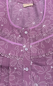 Lavender Garden Soft Cotton Nighty. Soft Breathable Fabric | Laces and Frills - Laces and Frills
