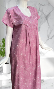 Lavender Garden Soft Cotton Nighty. Soft Breathable Fabric | Laces and Frills - Laces and Frills