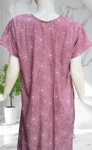 Lavender Garden Soft Cotton Nighty. Soft Breathable Fabric | Laces and Frills - Laces and Frills