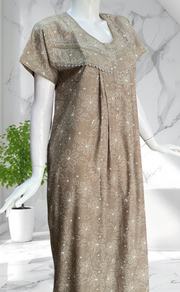 Beige Garden Soft Cotton Nighty. Soft Breathable Fabric | Laces and Frills - Laces and Frills