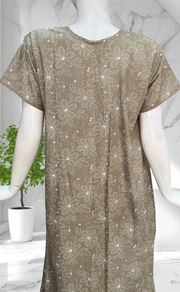 Beige Garden Soft Cotton Nighty. Soft Breathable Fabric | Laces and Frills - Laces and Frills