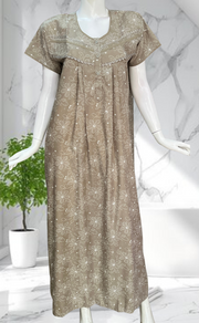 Beige Garden Soft Cotton Nighty. Soft Breathable Fabric | Laces and Frills - Laces and Frills