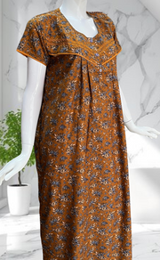 Mustard Garden Soft Cotton Nighty. Soft Breathable Fabric | Laces and Frills - Laces and Frills