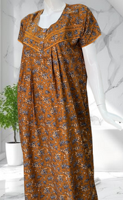 Mustard Garden Soft Cotton Nighty. Soft Breathable Fabric | Laces and Frills - Laces and Frills