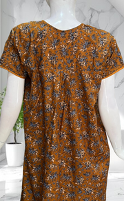 Mustard Garden Soft Cotton Nighty. Soft Breathable Fabric | Laces and Frills - Laces and Frills