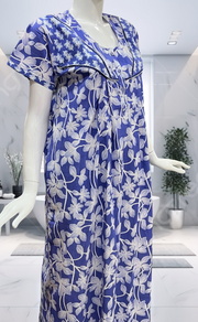 Blue Garden Pure Cotton Nighty. Pure Durable Cotton | Laces and Frills - Laces and Frills