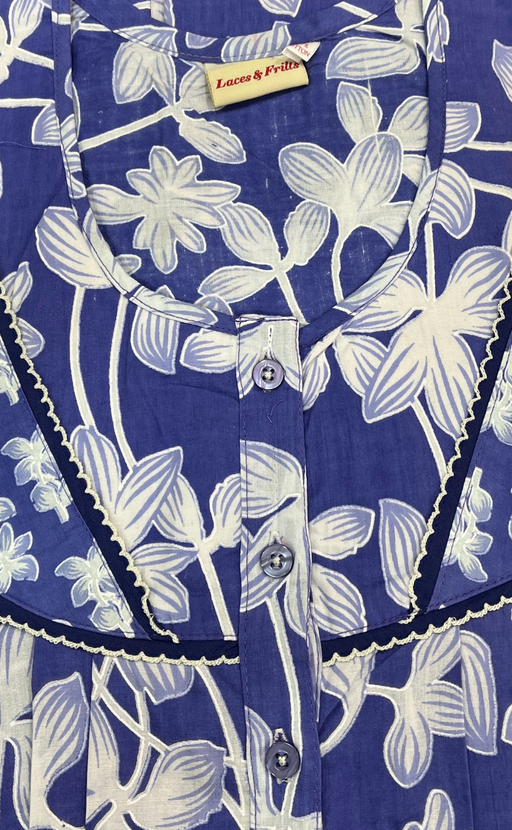 Blue Garden Pure Cotton Nighty. Pure Durable Cotton | Laces and Frills - Laces and Frills